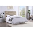 Pemberly Row Upholstered Button-Tufted Queen Panel Headboard in Oatmeal