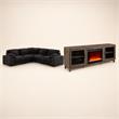 Pemberly Row 2-Piece Set of L-Shape Sectional Sofa & TV Stand with Fireplace