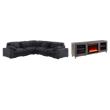 Pemberly Row 2-Piece Set of L-Shape Sectional Sofa & TV Stand with Fireplace