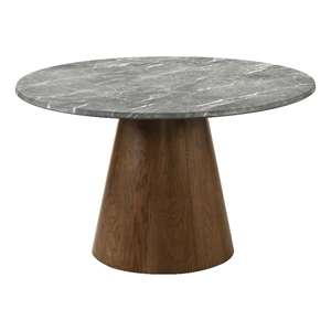 Pemberly Row 50-Inch Round Mid-Century Wood Dining Table in Dark Oak/Gray