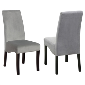 Pemberly Row Velvet Upholstered Dining Side Chair Set of 2 in Grey
