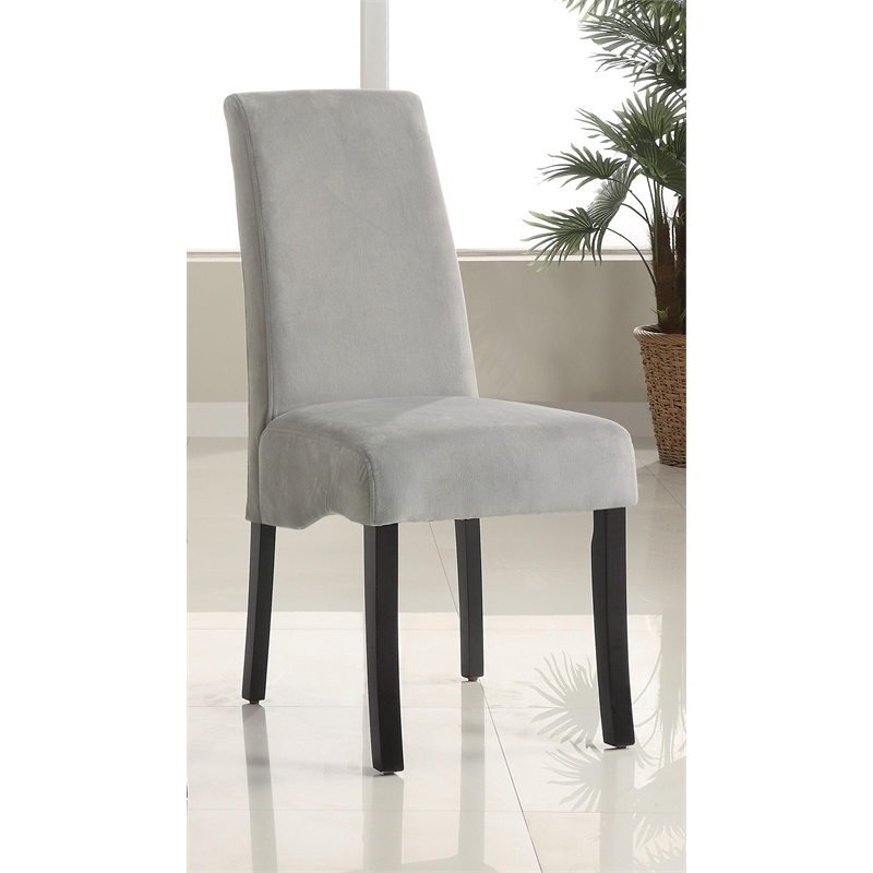 Pemberly Row Velvet Upholstered Dining Side Chair Set of 2 in Grey