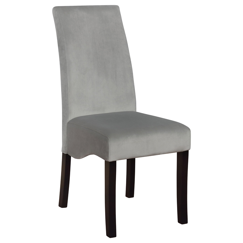 Pemberly Row Velvet Upholstered Dining Side Chair Set of 2 in Grey