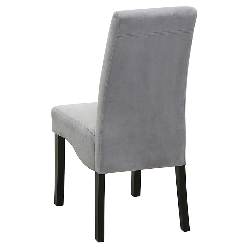 Pemberly Row Velvet Upholstered Dining Side Chair Set of 2 in Grey