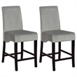 Pemberly Row Velvet Upholstered Counter Height Chair Set of 2 in Grey