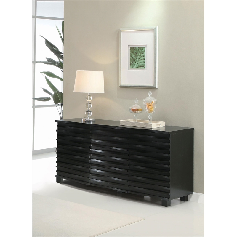 Pemberly Row 3-Drawer Sideboard Buffet Storage Cabinet in Black