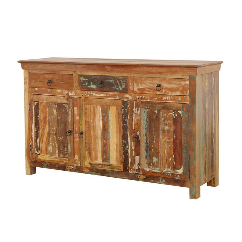 Pemberly Row 3-door Solid Reclaimed Wood Accent Cabinet in Brown