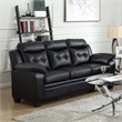 Pemberly Row Upholstered Padded Arm Tufted Leatherette Sofa in Black