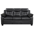Pemberly Row Upholstered Padded Arm Tufted Leatherette Sofa in Black