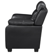 Pemberly Row Upholstered Padded Arm Tufted Leatherette Sofa in Black