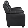 Pemberly Row Upholstered Padded Arm Tufted Leatherette Sofa in Black