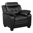 Pemberly Row Upholstered Padded Arm Tufted Accent Chair in Black