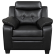 Pemberly Row Upholstered Padded Arm Tufted Accent Chair in Black