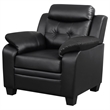 Pemberly Row Upholstered Padded Arm Tufted Accent Chair in Black