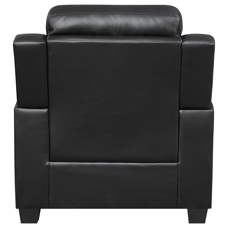 Pemberly Row Upholstered Padded Arm Tufted Accent Chair in Black