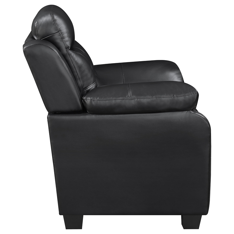 Pemberly Row 2-piece Upholstered Padded Arm Tufted Sofa Set in Black