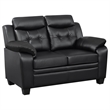 Pemberly Row 2-piece Upholstered Padded Arm Tufted Sofa Set in Black