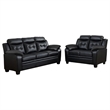 Pemberly Row 2-piece Upholstered Padded Arm Tufted Sofa Set in Black