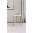 Pemberly Row Round Genuine Marble Top Side Table in White and Gold