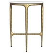Pemberly Row Round Genuine Marble Top Side Table in White and Gold