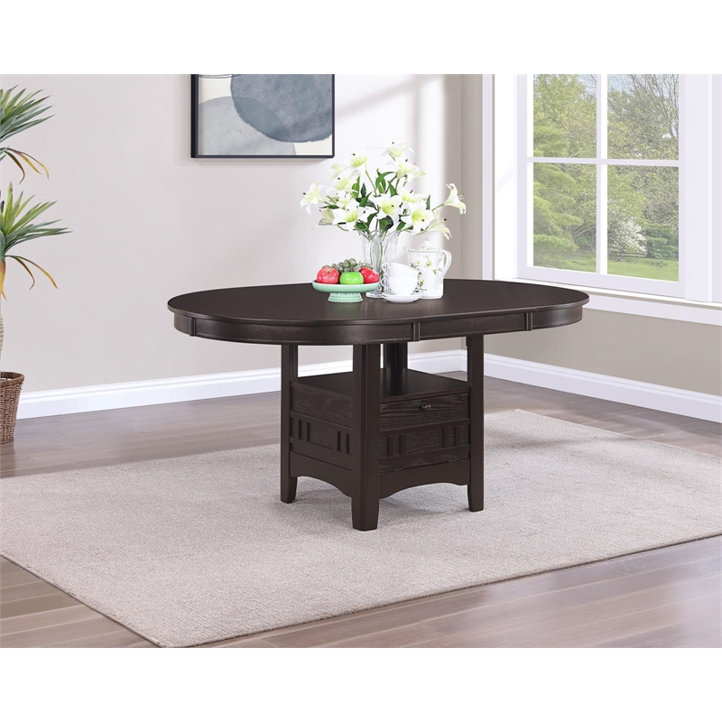 Pemberly Row Oval 60-inch Extension Leaf Dining Table in Espresso