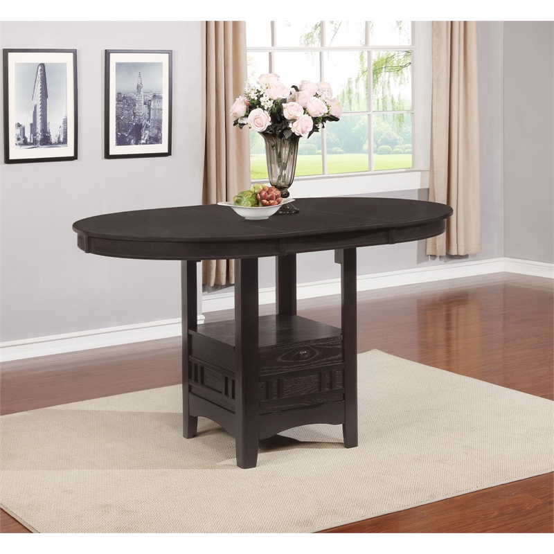 Pemberly Row Oval 60-inch Extension Counter Dining Table in Espresso