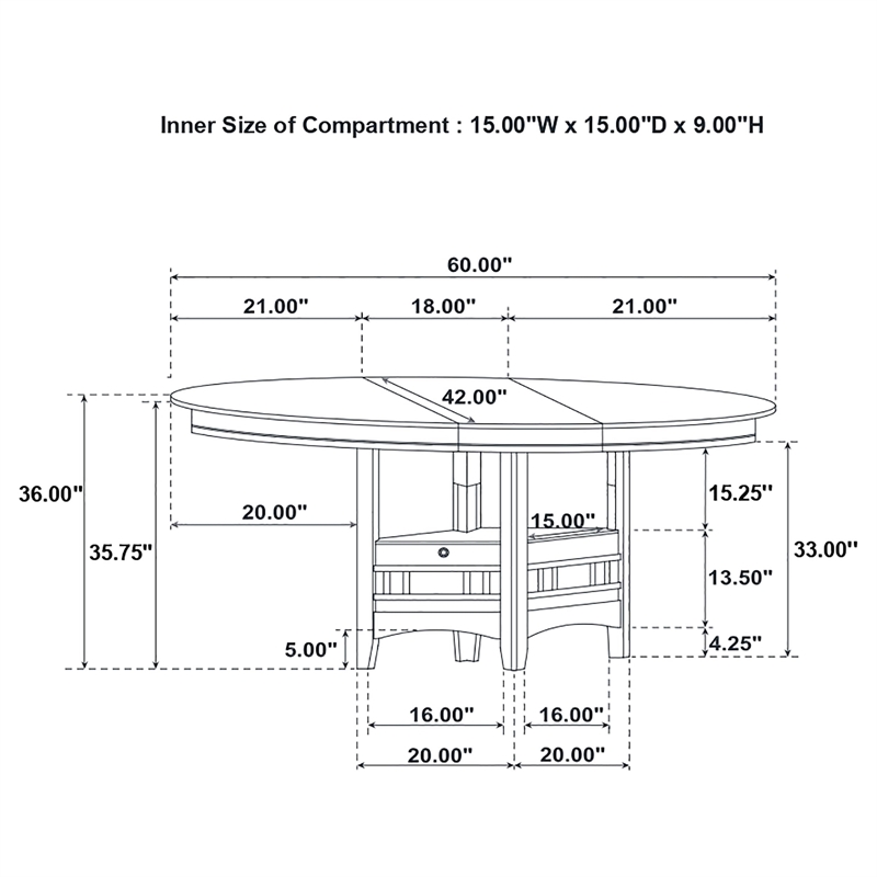 Pemberly Row Oval 60-inch Extension Counter Dining Table in Chestnut