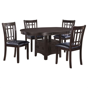 Pemberly Row 5-Piece Oval Extension Leaf Dining Set in Espresso