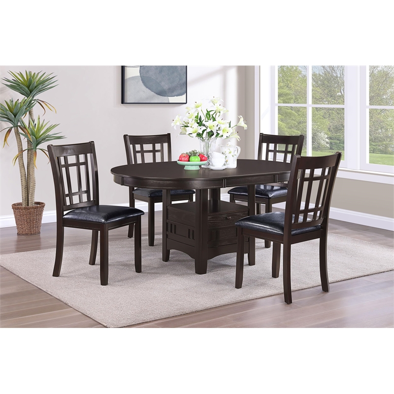 Pemberly Row 5-Piece Oval Extension Leaf Dining Set in Espresso
