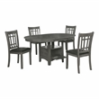 Pemberly Row 5-Piece Oval Extension Leaf Dining Set in Medium Grey