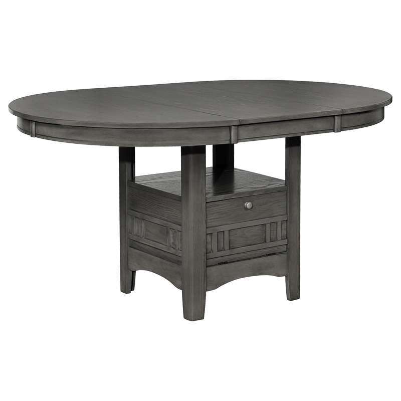 Pemberly Row 5-Piece Oval Extension Leaf Dining Set in Medium Grey