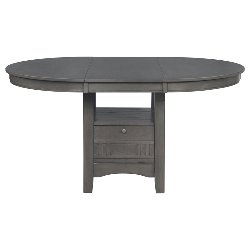 Pemberly Row 5-Piece Oval Extension Leaf Dining Set in Medium Grey