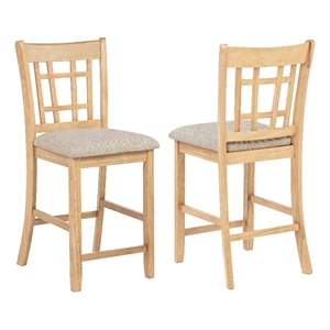 Pemberly Row 25.5&quot Wood Counter Height Dining Chair in Linen/Light Oak