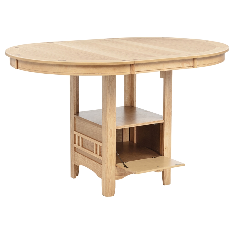 Pemberly Row 5-Piece Oval Wood Counter Height Dining Set in Light Oak
