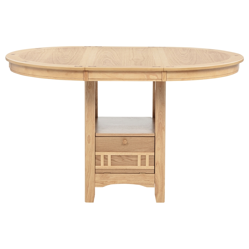 Pemberly Row 5-Piece Oval Wood Counter Height Dining Set in Light Oak