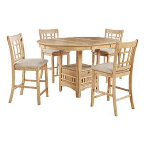 Pemberly Row 5-Piece Oval Wood Counter Height Dining Set in Light Oak