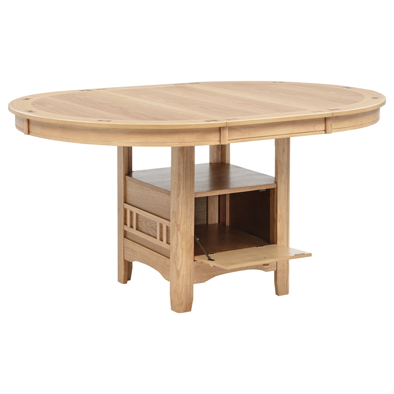 Pemberly Row 5-Piece Oval Wood Extension Leaf Table Dining Set in Light Oak