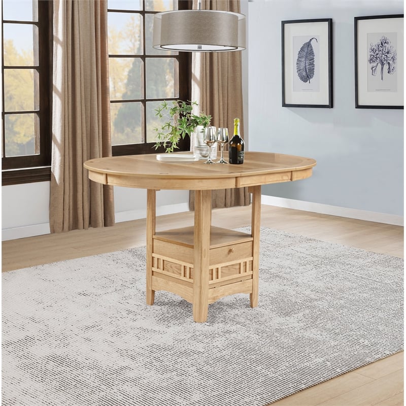 Pemberly Row Oval Wood Counter Height Dining Table in Light Oak