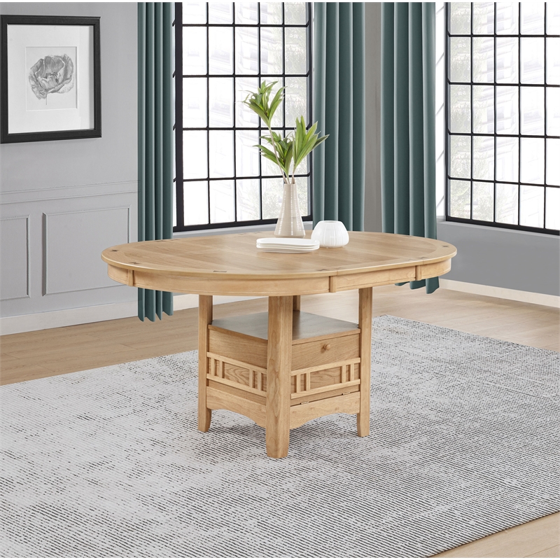 Pemberly Row Oval Extension Transitional Wood Dining Table in Light Oak