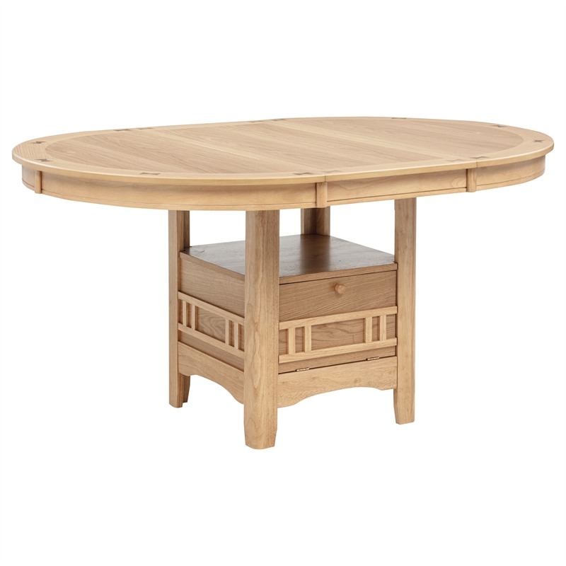 Pemberly Row Oval Extension Transitional Wood Dining Table in Light Oak