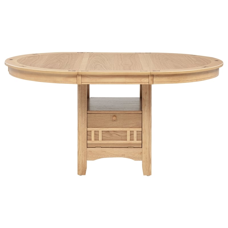 Pemberly Row Oval Extension Transitional Wood Dining Table in Light Oak
