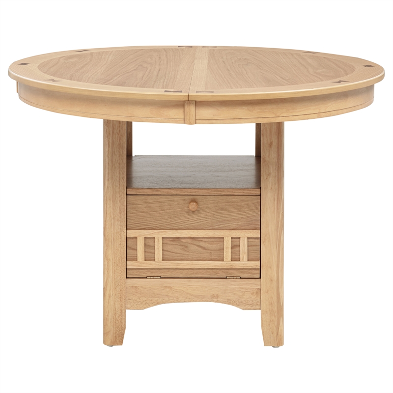 Pemberly Row Oval Extension Transitional Wood Dining Table in Light Oak