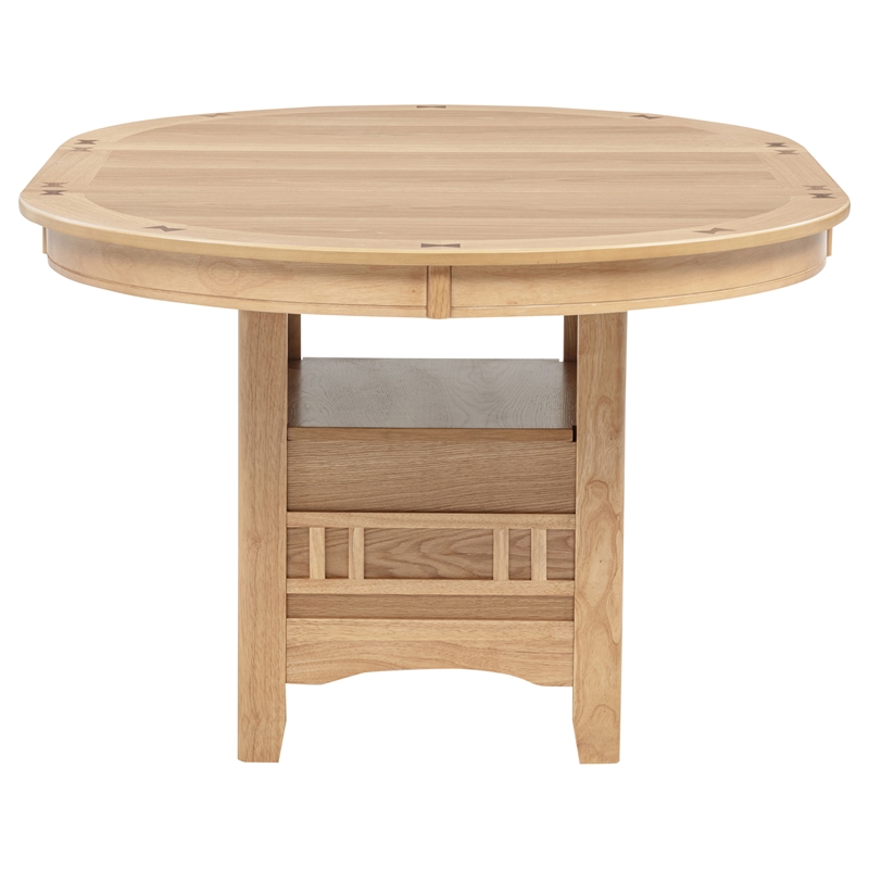 Pemberly Row Oval Extension Transitional Wood Dining Table in Light Oak