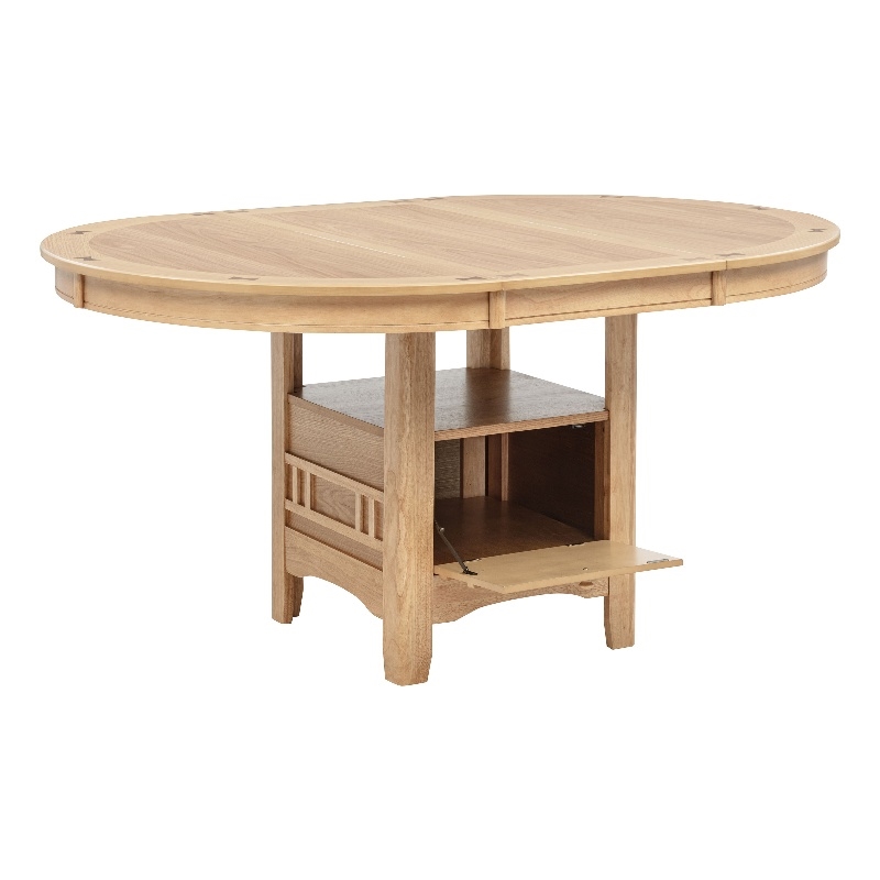 Pemberly Row Oval Extension Transitional Wood Dining Table in Light Oak