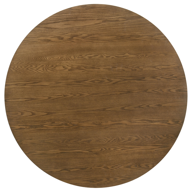 Pemberly Row Round Pedestal Mid-Century Wood Dining Table in Dark Brown