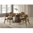 Pemberly Row 5-Piece 54-Inch Round Wood Dining Table Set in Dark Brown