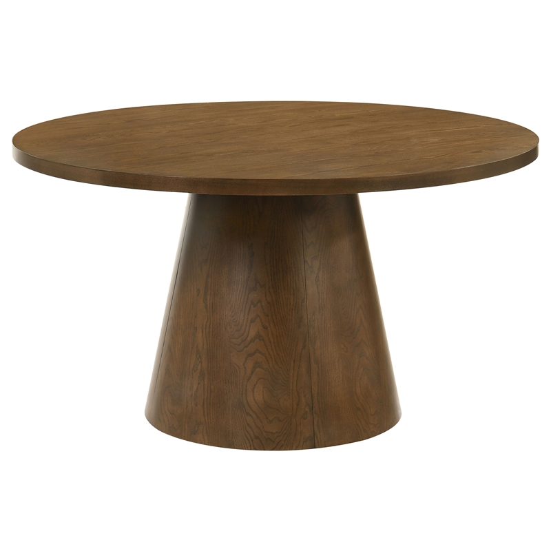 Pemberly Row 5-Piece 54-Inch Round Wood Dining Table Set in Dark Brown