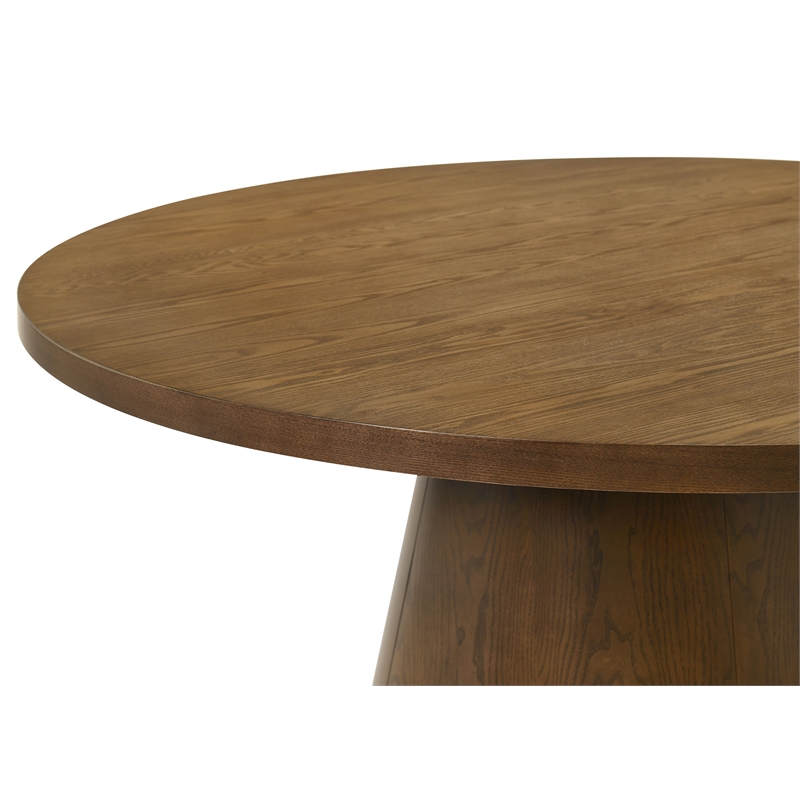Pemberly Row 5-Piece 54-Inch Round Wood Dining Table Set in Dark Brown
