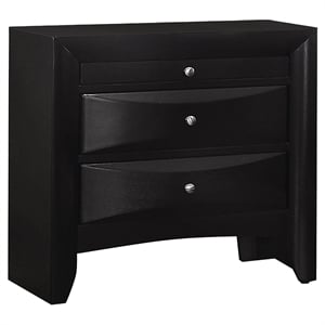 Pemberly Row 2-drawer Chambered Front Bedroom Nightstand in Black