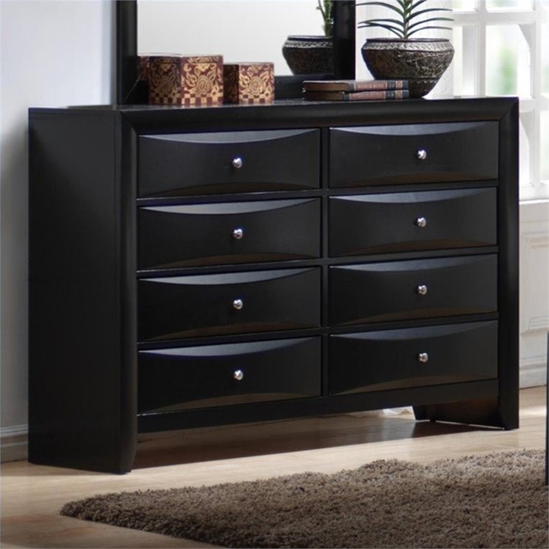 Pemberly Row 8-drawer Chambered Front Bedroom Dresser in Black